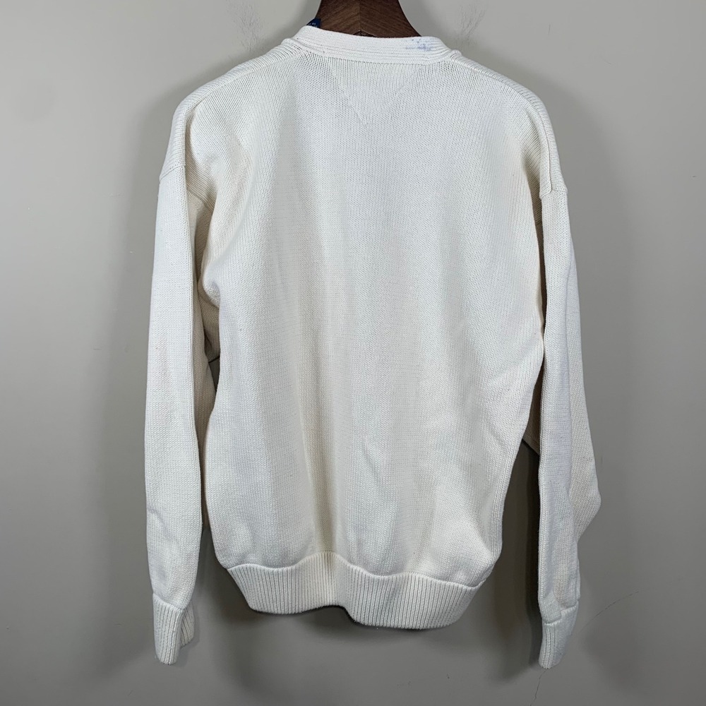 Vintage Woods & Gray  Cream Cotton  Cardigan Size XL Light Academia Preppy READ - Picture 4 of 10